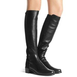 Stuart Weitzman Black Leather 50/50 Gisele Knee High Riding Boots